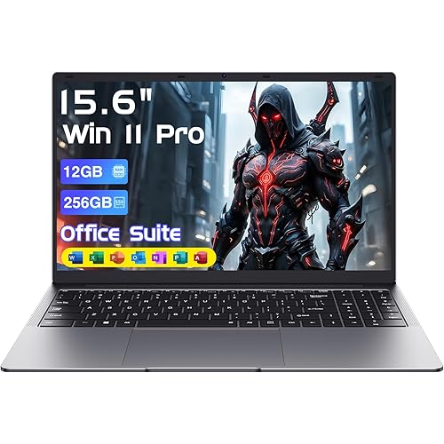 Laptop Computer 15.6" Laptops with 12GB RAM 256GB SSD,Office Suite, 100% sRGB Screen, N4000 Processor, Notebook, Dual Band WiFi5, BT4.2, USB-A, HDMI,FHD 1920 * 1080 Display,Silver