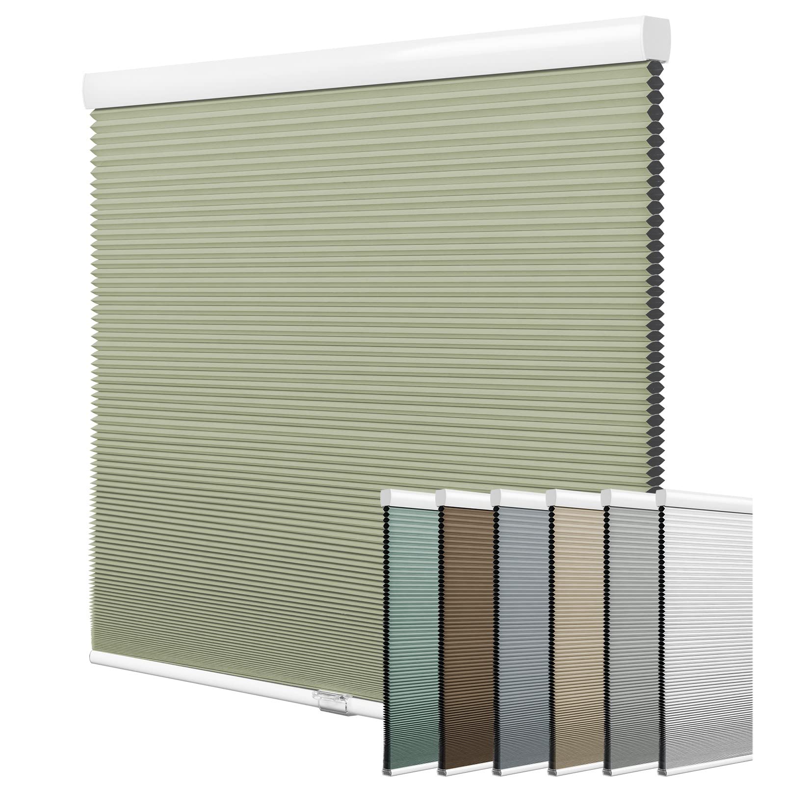 Keego Cordless Blackout Window Cellular Shades Honeycomb Blinds for Windows-Custom Cut to Size Noise Cancelling Window Blinds and Shades for Home Kitchen Bedroom Office (Green, Custom Size)