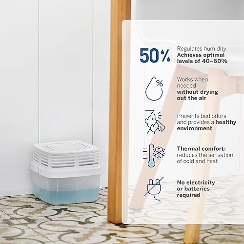 Miniatura 5 de HUMYDRY Dispositivo deshumidificador absorbente de humedad para el hogar, paquete premium de 1 dispositivo de 15.9 onzas con 3 recambios premedidos,