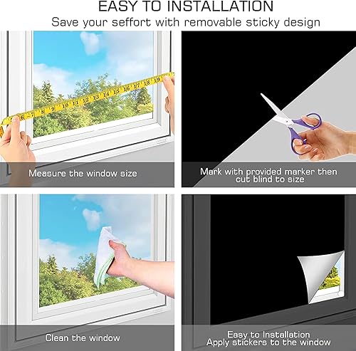Miniatura 2 de Cortinas opacas 100% opacas, cortinas opacas con calcomanías para cualquier ventana de 118 x 57 pulgadas, cortadas a cualquier tamaño de forma, para