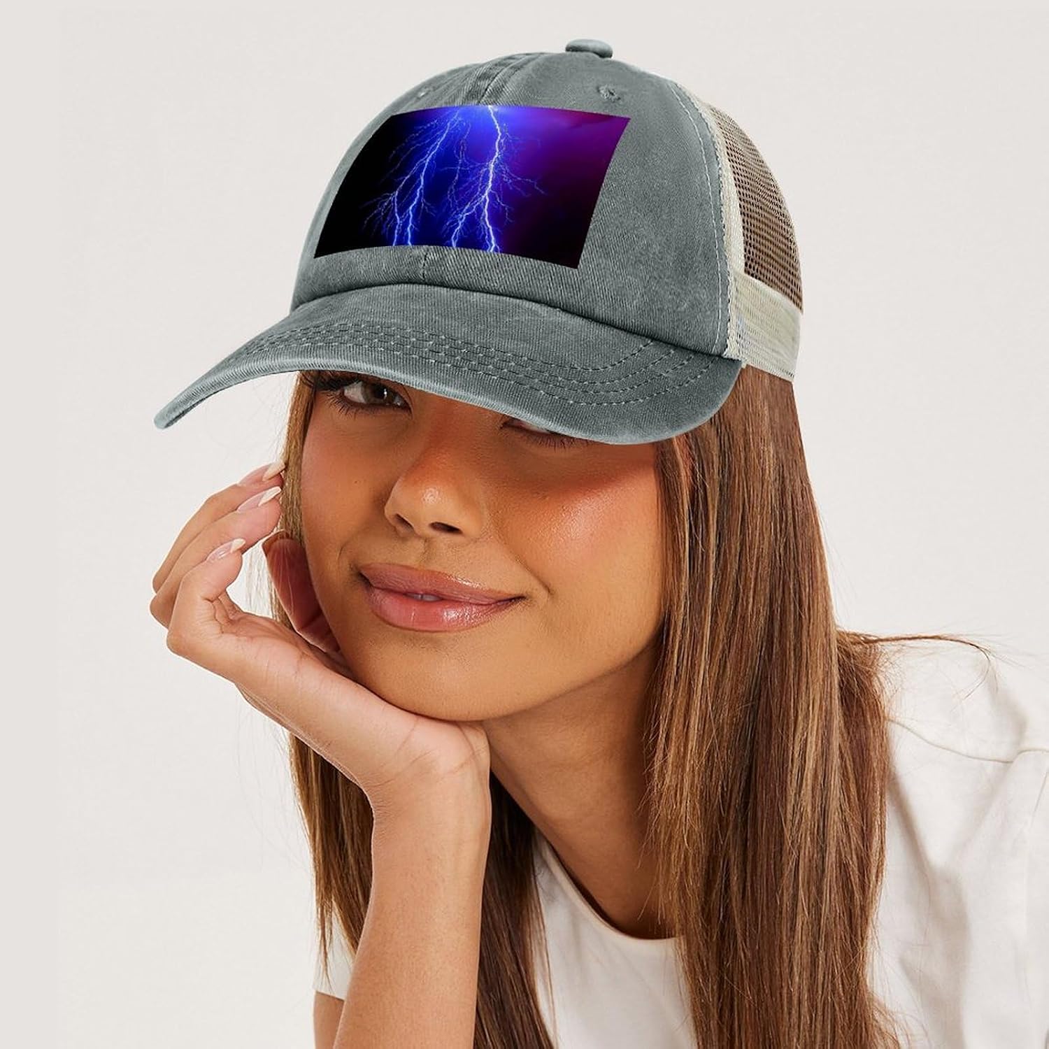 Night Sky Lightning Hat Personalized Adjustable Cowboy Cap Cotton Cap Trucker Hats Dad Hat for Men Women