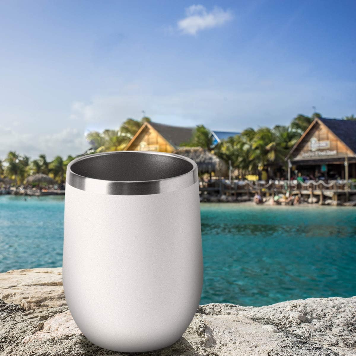 HASLE OUTFITTERS 12oz Wine Tumbler with Lid Stemless Wine Glasses Double Wall Vacuum Travel Mugs stainless steel Coffee Cup for Cold & Hot Drinks Wine Coffee Cocktails Beer 12 Pack White - Image 6