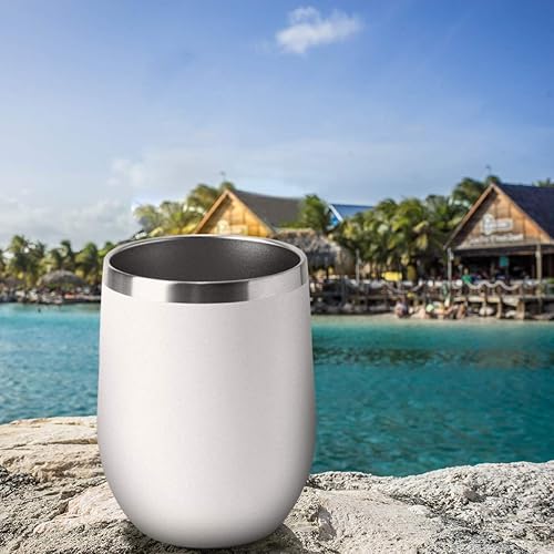 Miniatura 6 de HASLE OUTFITTERS - Vaso de vino con tapa sin tallo, de 12 onzas, doble pared, de acero inoxidable, para bebidas frías y calientes, vino, café,