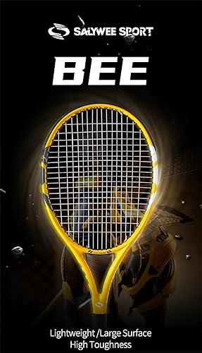 Miniatura 4 de Raquetas de tenis de carbono de un solo juego con línea, para principiantes, raqueta de tenis elástica para principiantes, profesionales para