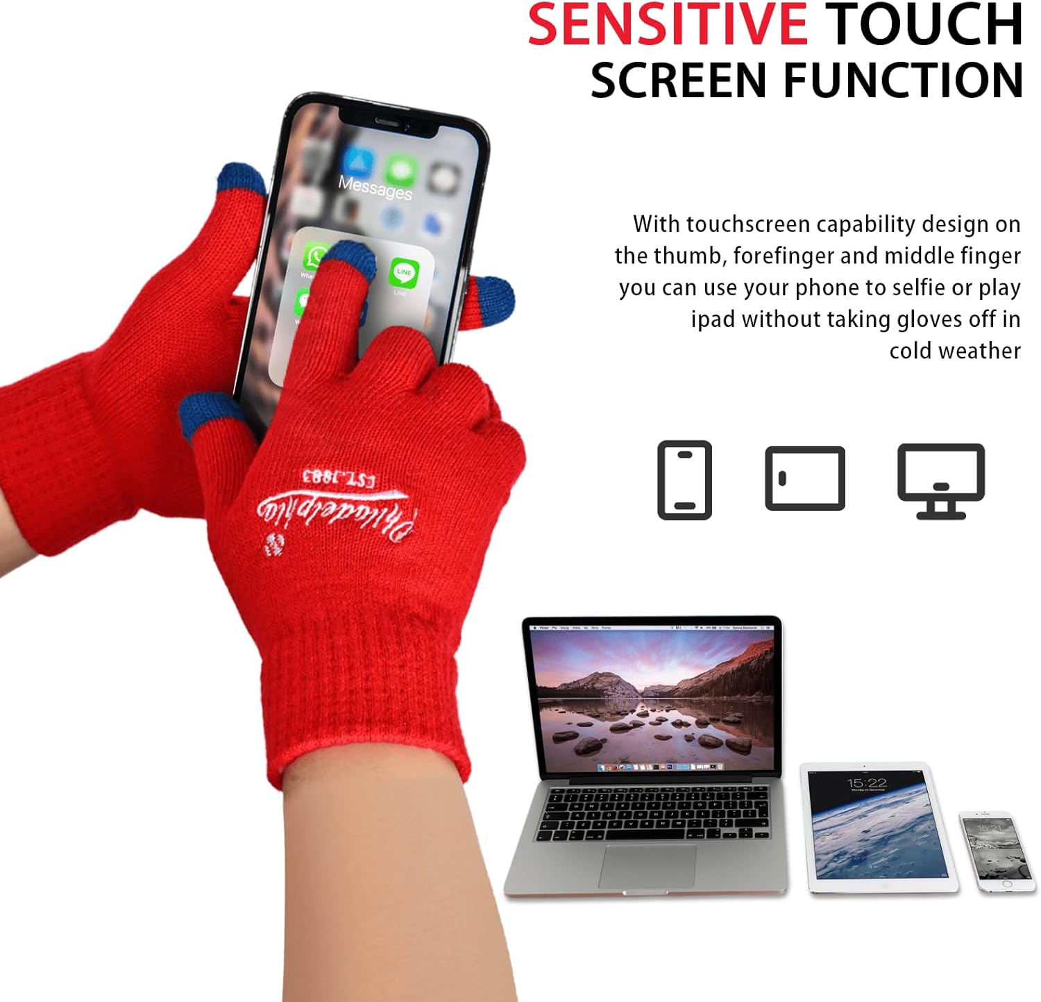 Vintage Classic Skull Cap Embroidery Beanie Hat Cuffed Winter Hat Knit Comes with Warm Gloves Gifts for Unisex Fans - Image 4