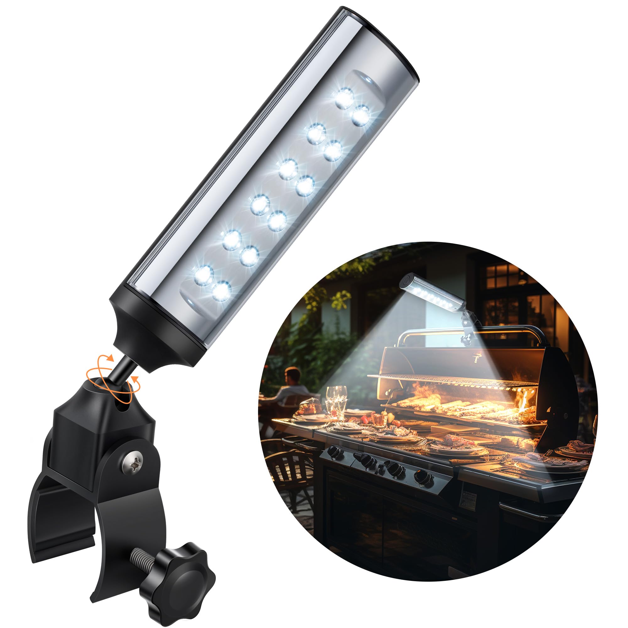 Paquete de 1 luz para parrilla de barbacoa compatible con parrilla Blackstone para parrilla al aire libre, regalos para hombres, papá, marido, luces de barbacoa a pilas con abrazadera ajustable