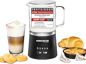 ROMMELSBACHER Milchaufschäumer MS 625, elektrisch, 500 ml zum Verrühren, Glaskanne, 250 ml zum Schäumen, 5 Programme, heiß & kalt schäumen oder verrühren