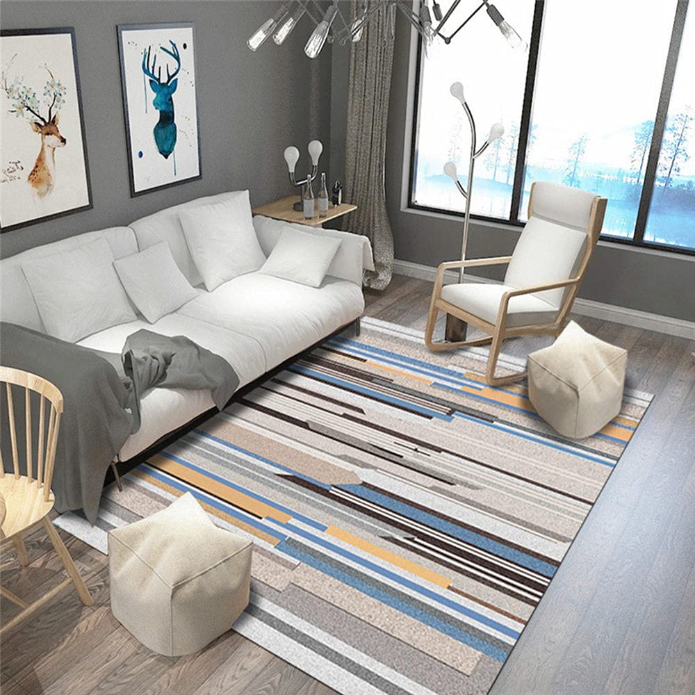 Tapis anti dérapant 140X200cm de décoration maison salon abstrait bleu
