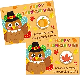 MADOO CITRUS 36 Pcs Happy Thanksgiving Scratch Off Cards Friendsgiving Party Games Turkey Thanksgiving Dinner Party Game Scratcher Tickets for Adults Pumpkin Party Activity (Turkey-1)