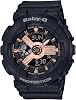 Casio BA-110 Series Baby-G Wristwatch, Black x Pink Gold, Rose Gold Metallic Design Watch