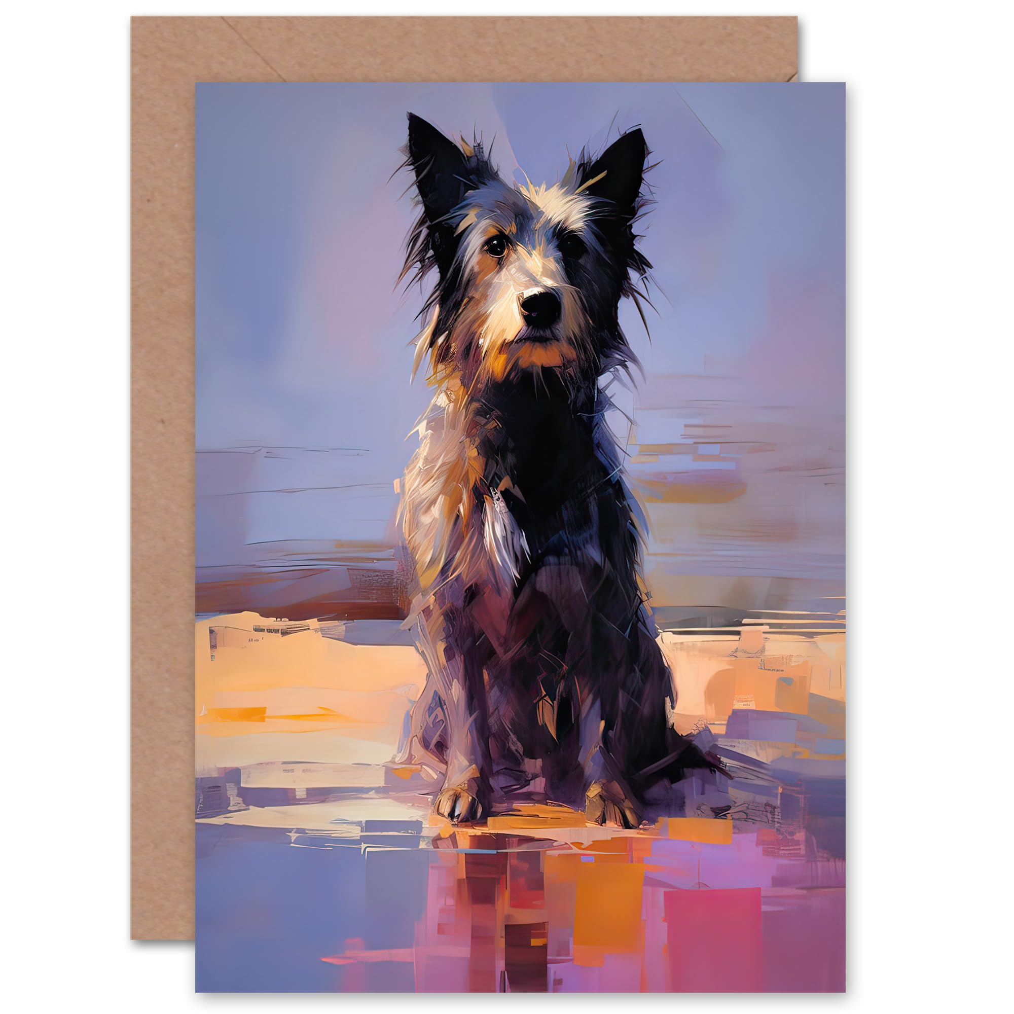 Artery8 Border Collie at the Beach for Him or Her Man Woman Birthday Thank You Get Well Soon Blank Art Greeting Card