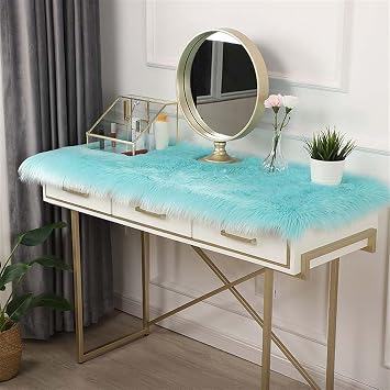 Lifup Faux Fur Small Rug for Chair Couch Sofa Table Blue 1 15.7"x 39.4"