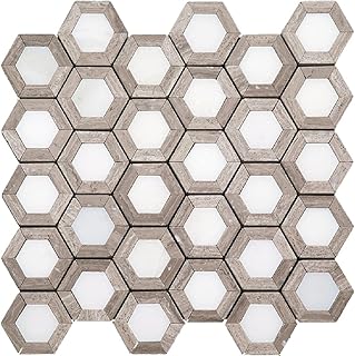 Nova Hex Wooden Beige Marble Tile (Sample Swatch- 4"x5")
