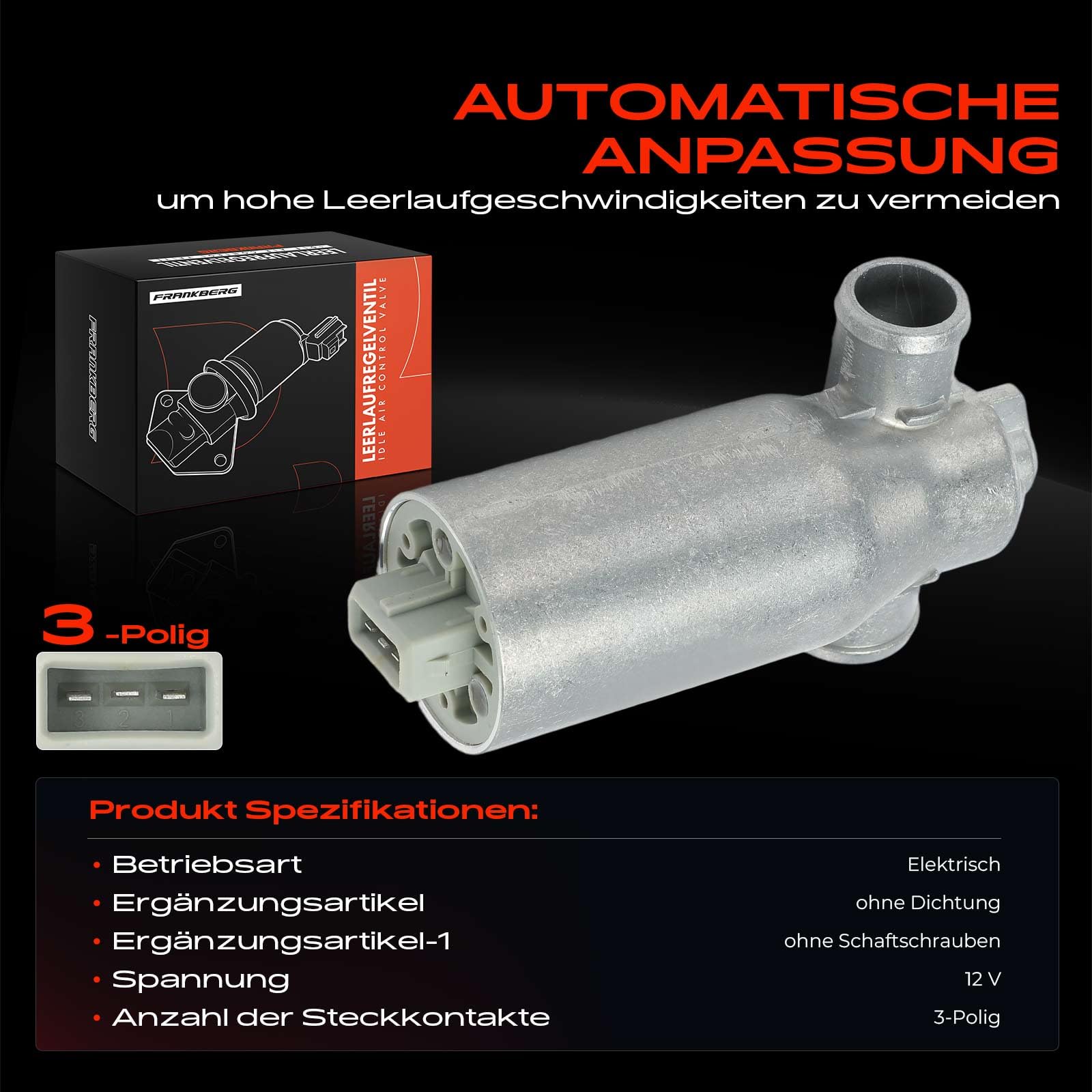 Frankberg Válvula reguladora de ralentí Regulador de ralentí Gasolina Compatible con Serie 3 cabrio E46 2.2L Serie 3 E46 2.2L Serie 5 E39 2.5L Serie 5 E39 2.0L Serie 3 cabrio E46 3.0L Replace# AC399
