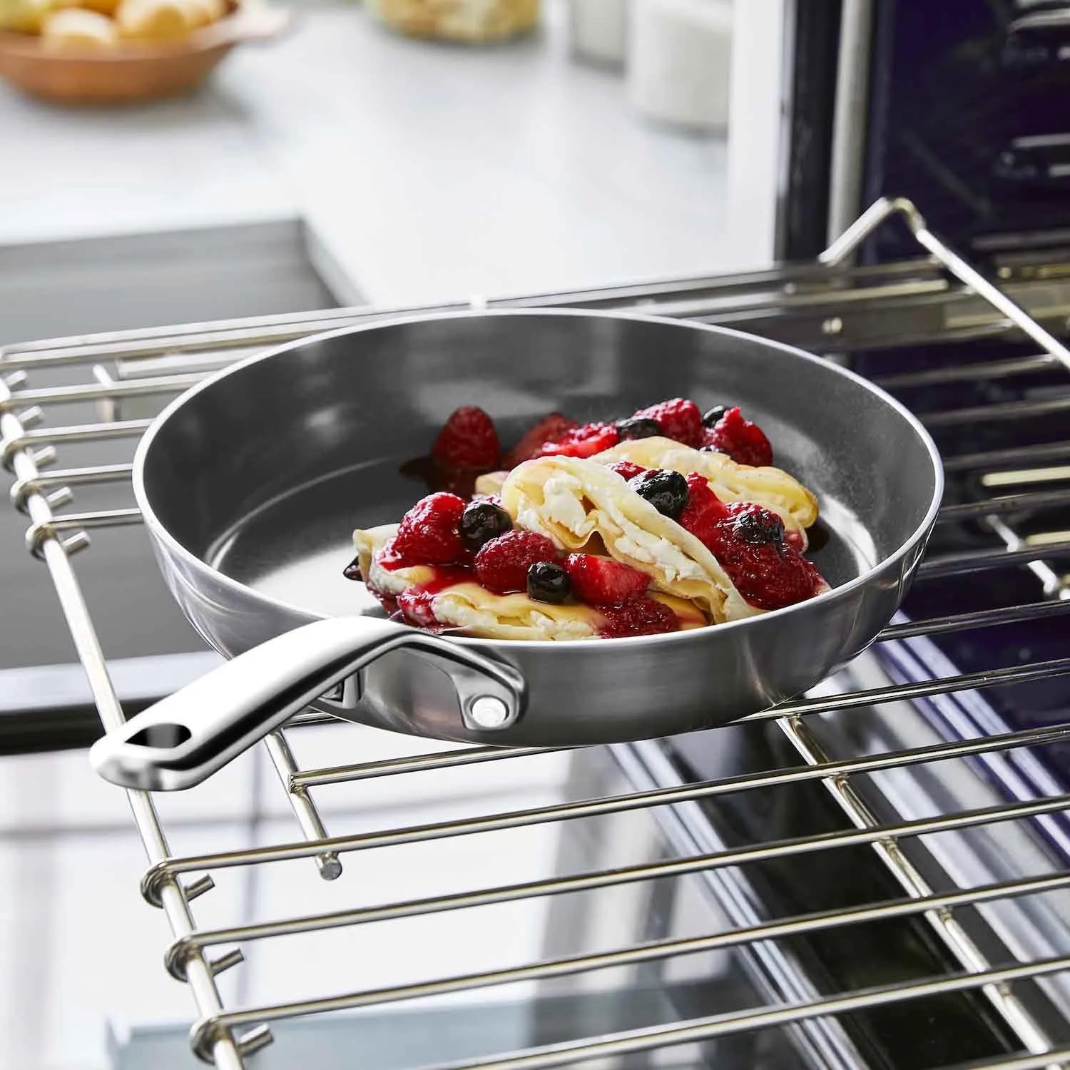 Greenpan Padella GP5 in acciaio inox a 5 strati in ceramica antiaderente da 20,3 cm, resistente ai graffi, adatta a induzione, lavastoviglie e forno, senza PFAS
