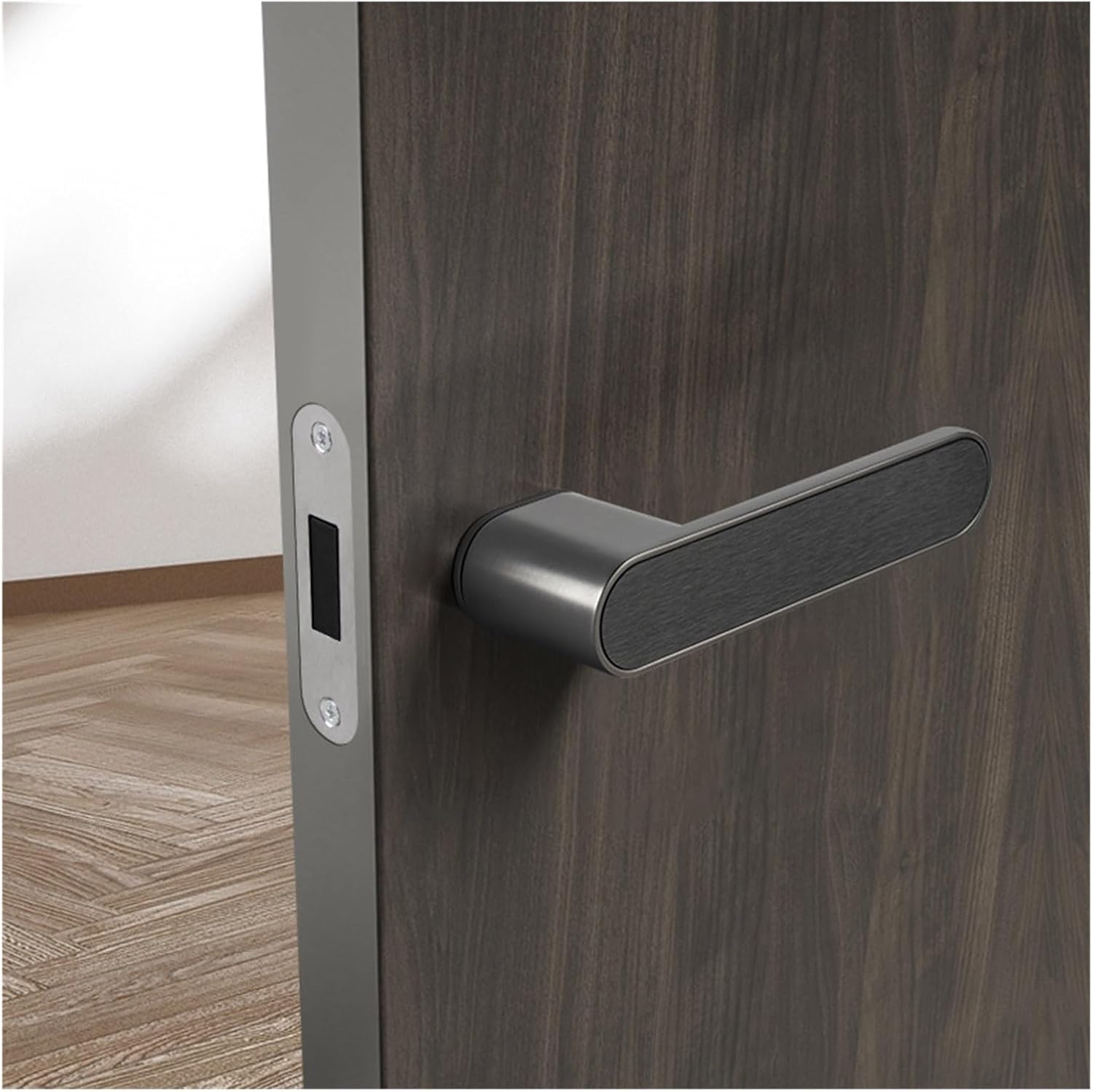 Modern Simple Ecological Door Lock Italian one-Word Wooden Door Invisible Room Door Lock Minimalist Silent Magnetic Door Handle(H)