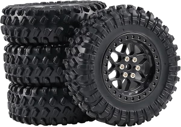 4 Ruote E Pneumatici per Auto RC 1/12 1/16, Ricambio, Accessorio, Adatti per Modelli 98, B24, C341/30 E 99S, Nero - 1