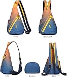 Canvas Sling Bag - Small Crossbody Backpack Shoulder Casual Daypack Rucksack for Men Women Outdoor Cycling Hiking Travel
