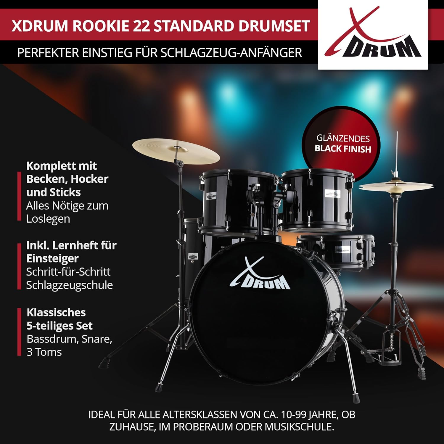 XDrum Rookie drum set components with learning book