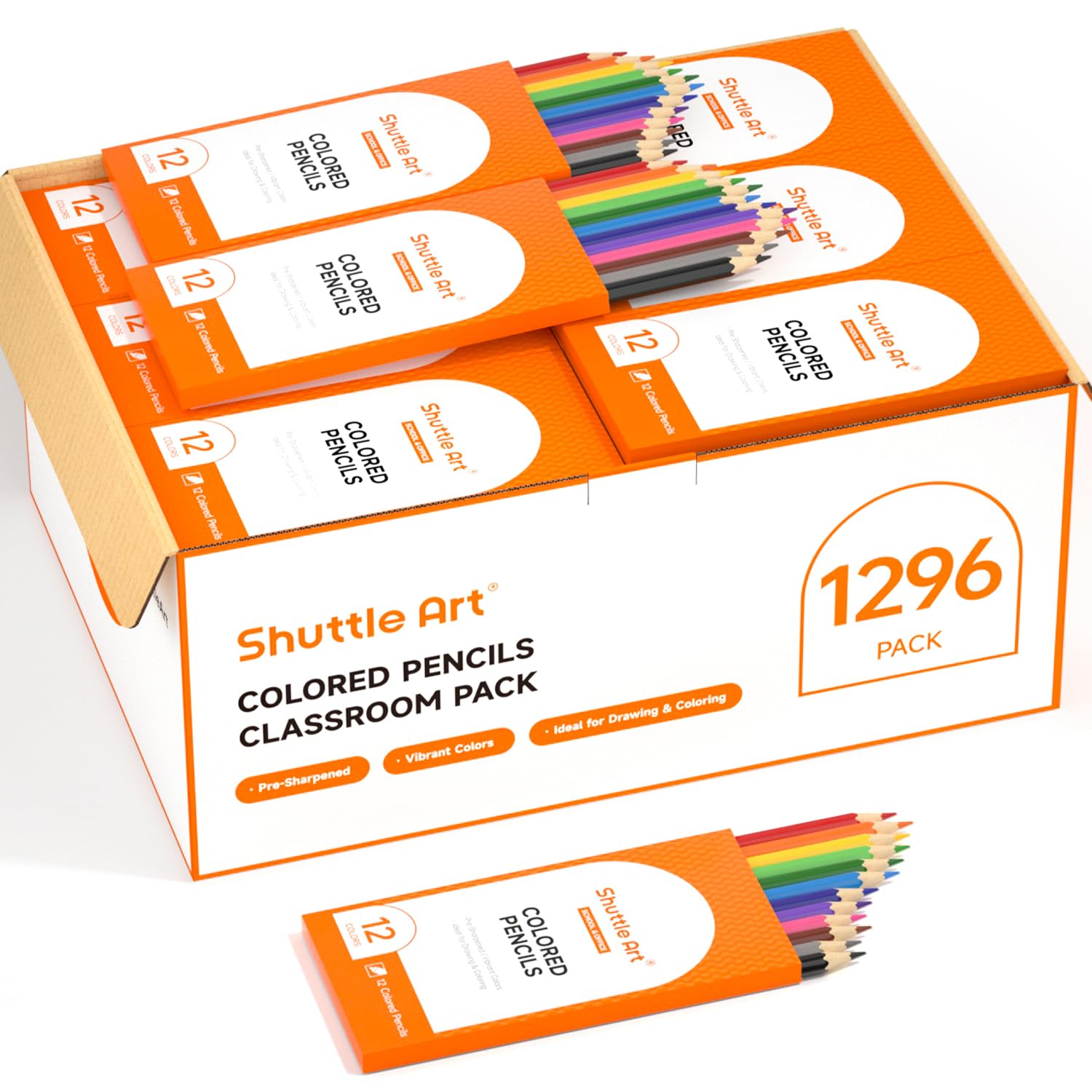 Shuttle Art 1296 Colored Pencils Bulk, 12 Colors, 108 Pack for Classroom