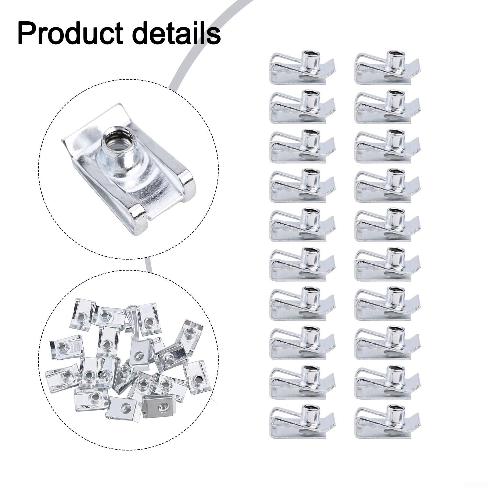 Dadi per camino, clip di fissaggio a U, dadi a U, in metallo zincato, resistenti con 20 pezzi, per veicoli a motore, elettrodomestici, apparecchiature elettriche ()
