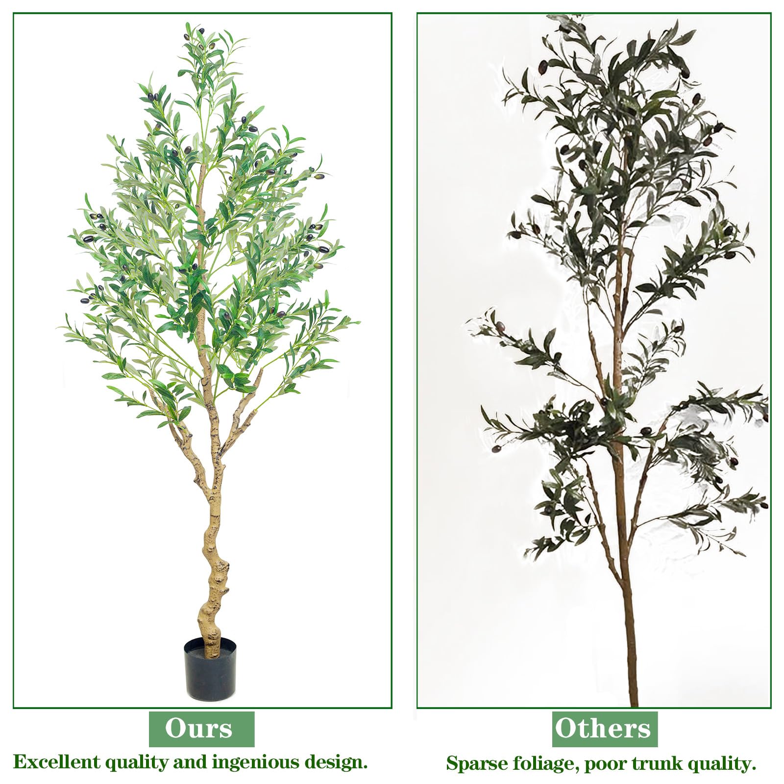 Albero di ulivo artificiale realistico, 1,8 m, per interni, con rami flessibili, nessuna manutenzione, piante finte per soggiorno, ufficio, ingresso