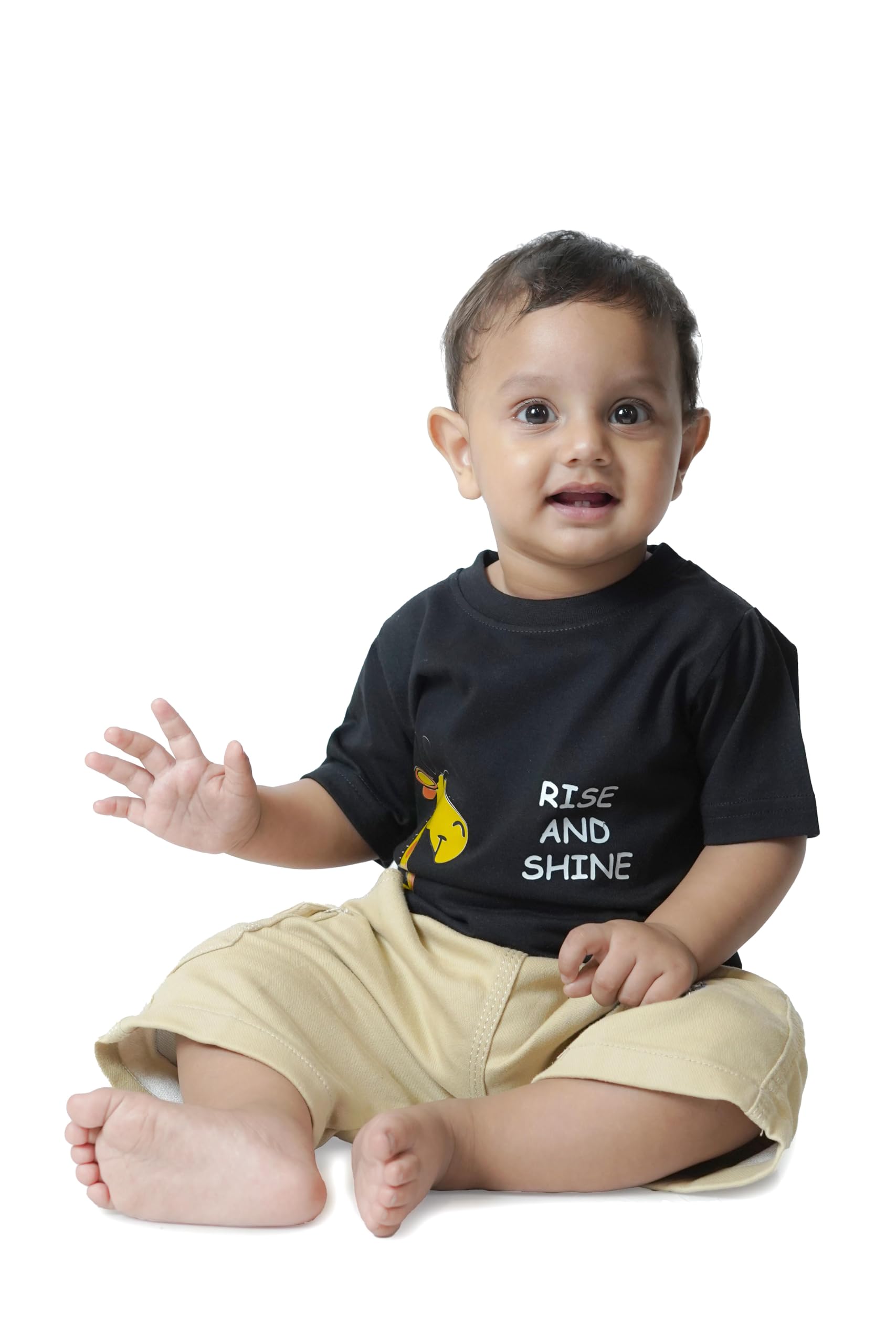 Baby Boys Printed Regular Fit T-Shirt Casual Round Neck Cotton (6-12 Months) Black-picture-49