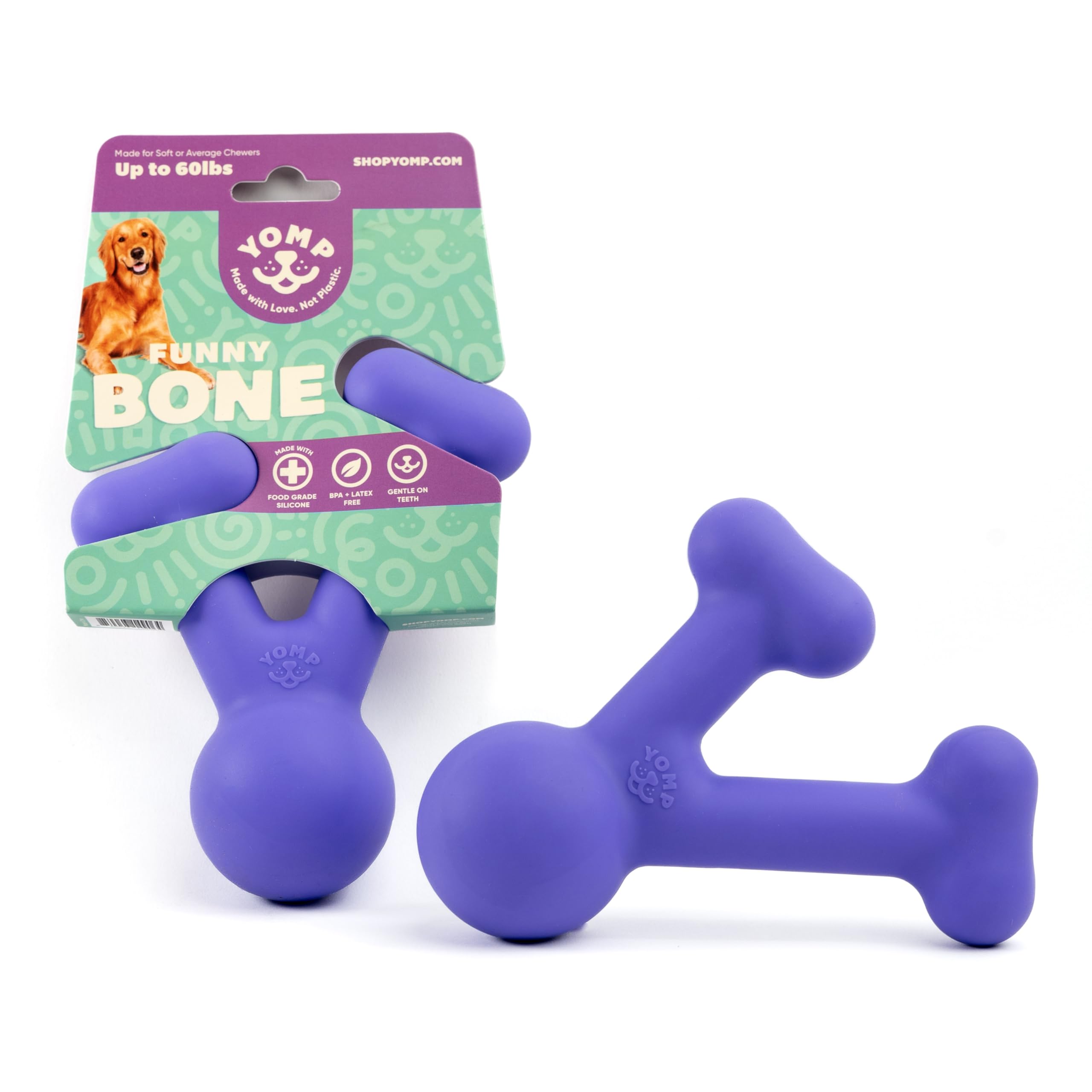 YompFunnyBone Wish Bone Dog Chew Toy โ Interactive Teething Toy for Puppies, Soft, and Medium Chewers โ Pet-Safe, Non-Toxic Silicone Chew Bone