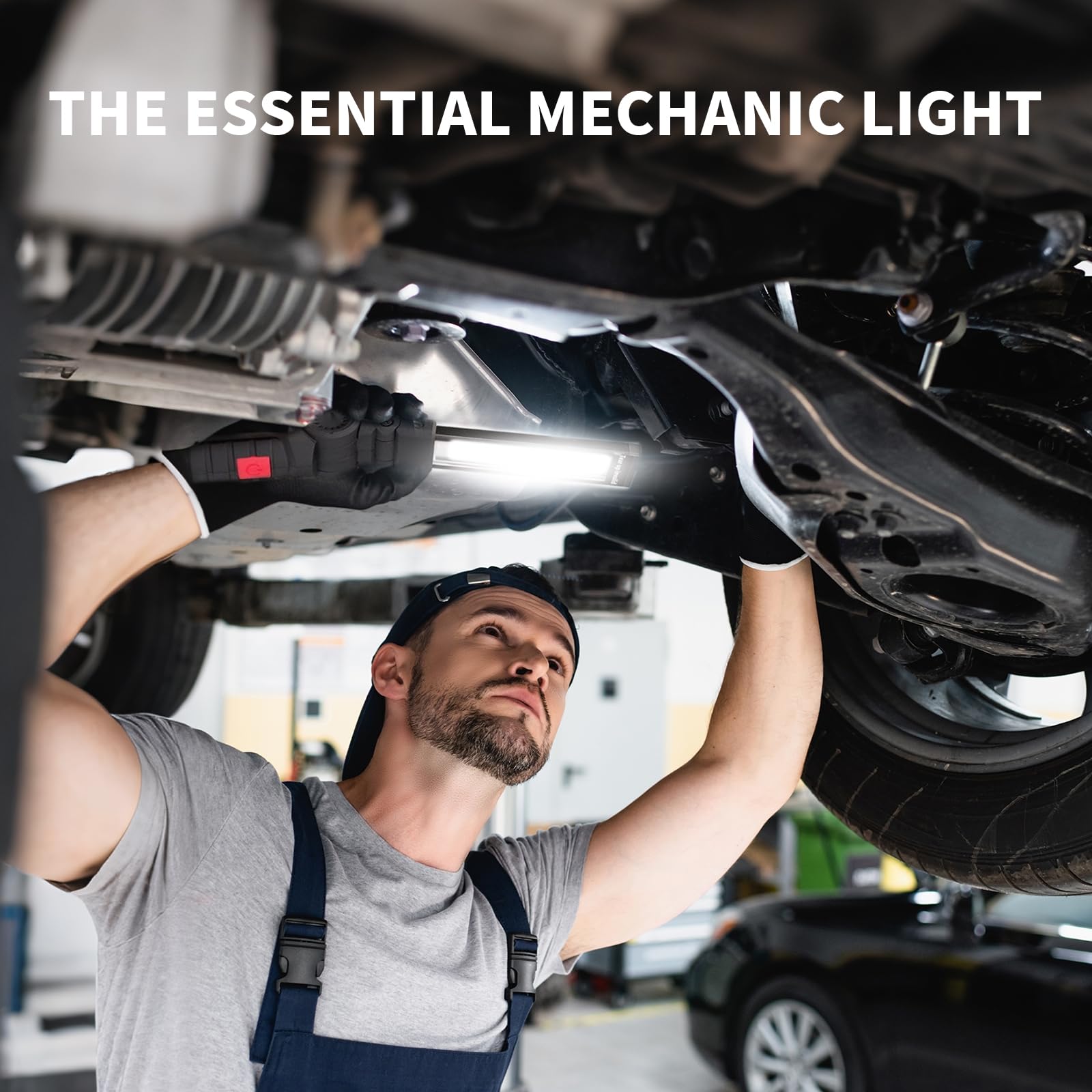 Luci da lavoro ricaricabili, luce da lavoro a LED con base magnetica e gancio per appenderlo, rotazione a 360°, 5 modalità, torce magnetiche ricaricabili per meccanica, riparazione auto, casa, garage