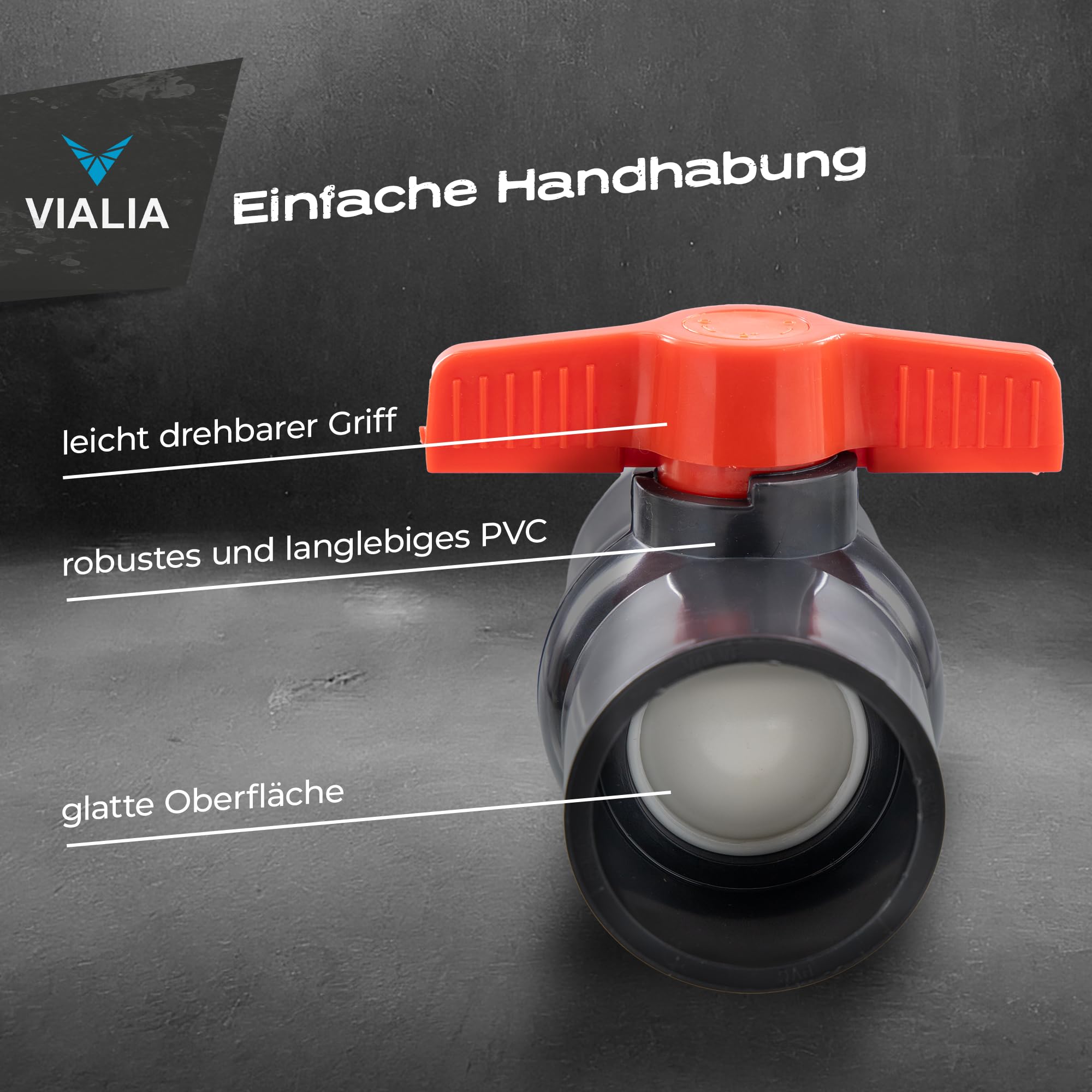 PVC Kugelhahn 110mm | Absperrhahn mit 2x Klebemuffe zum Verkleben | Langlebiges PVC-U | Salz- & Chlorwasserbeständig | Für Poolbau, Teich & Bewässerung | Mühelose Wasserregulierung