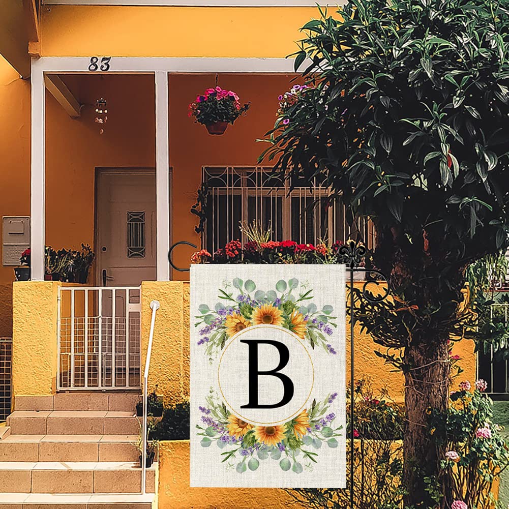 Amazon.co.jp: モノグラム アルファベットB ガーデンフラッグ ひまわり  