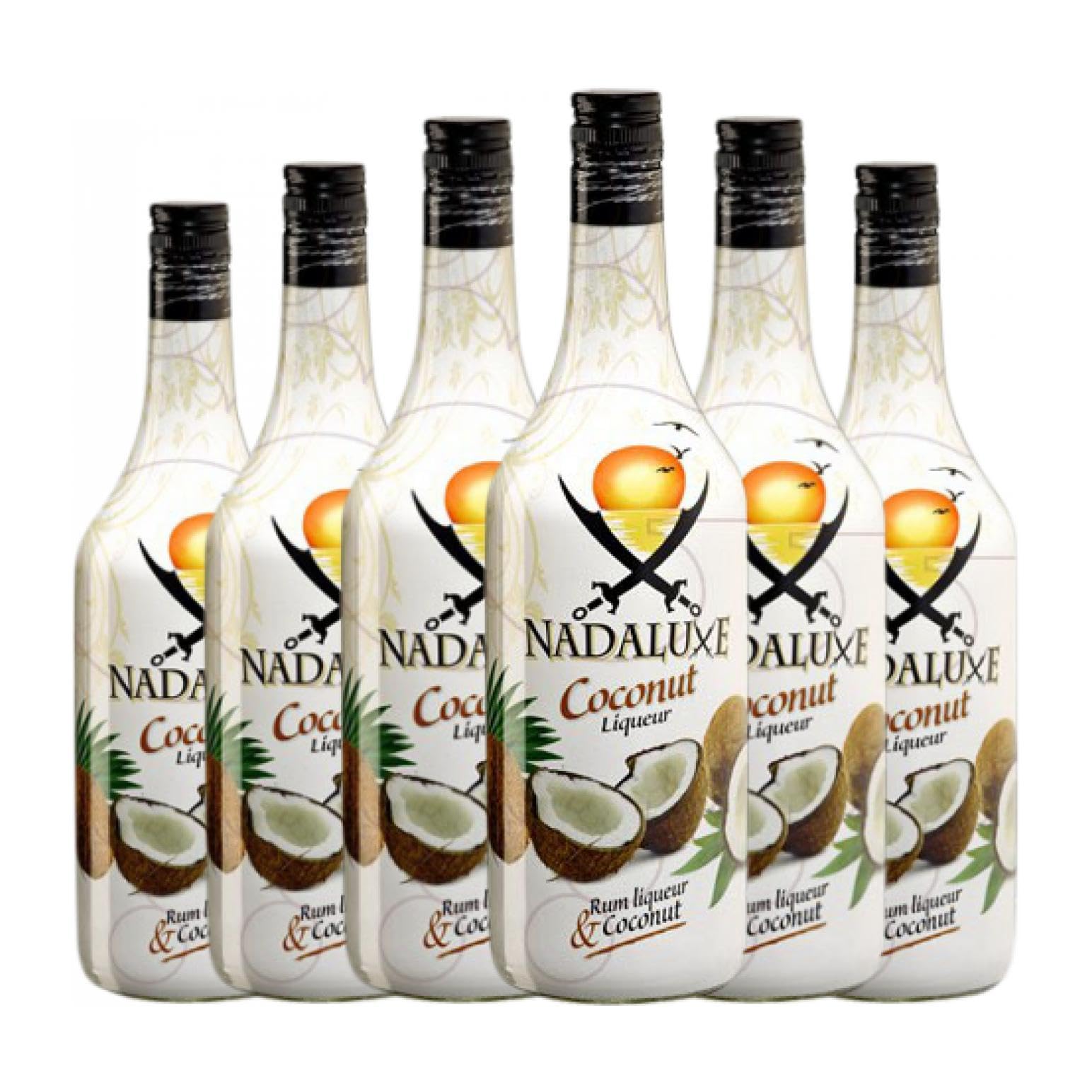 Licores Antonio Nadal Nadaluxe Coconut Botella Misil 1 L (Caja de 6 Botella Misil de 1 L)