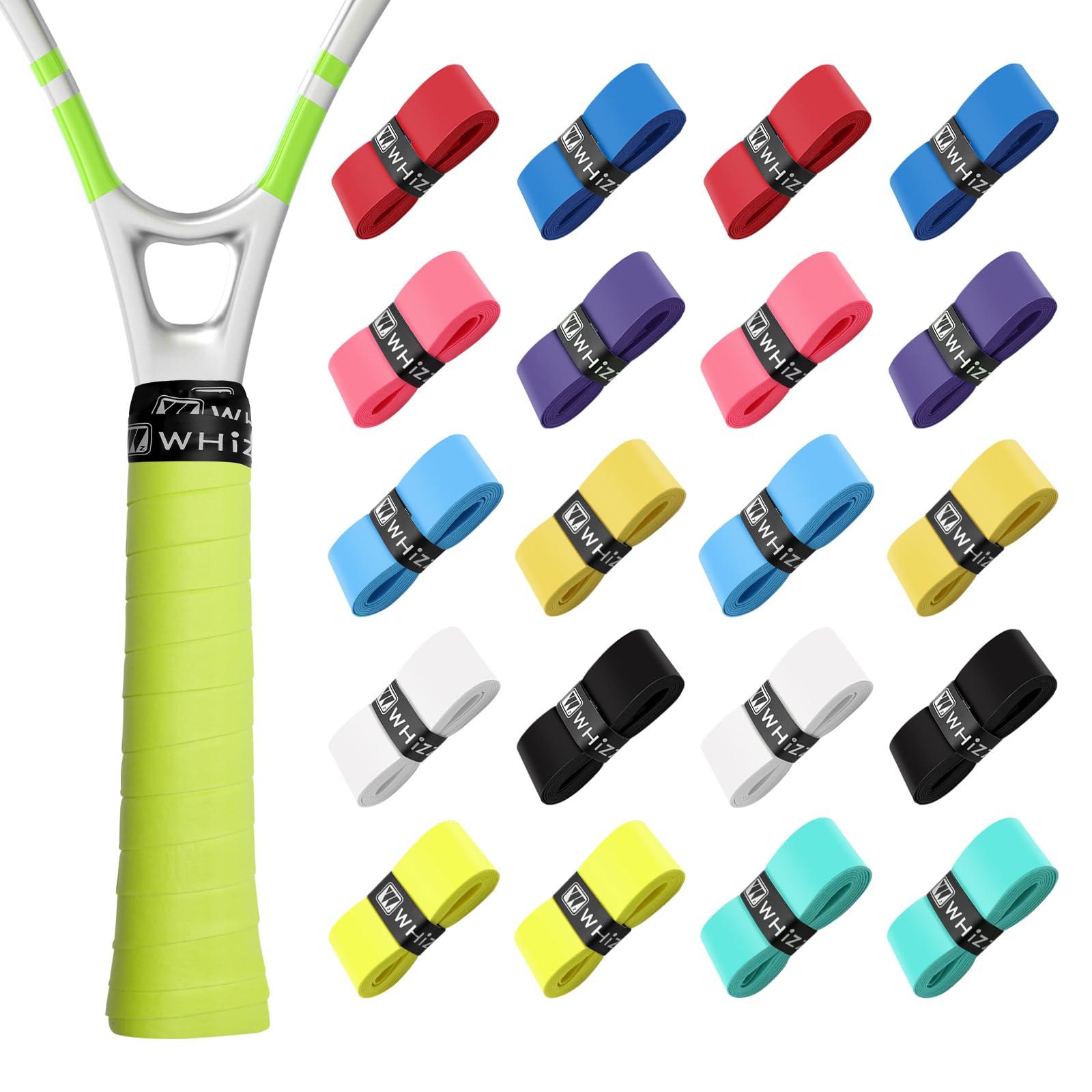 Solaradgy 20-Pack Tennis Racket Grip Tape with 10 Sweat-Absorbent Tennis Overgrip Tape Durable and Comfortable Handle Wraps for Enhanced Performance