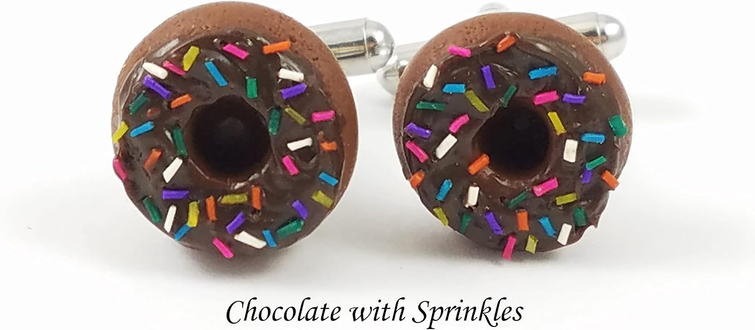 Pink Strawberry Donut Cufflinks - Customize Your Own Flavor