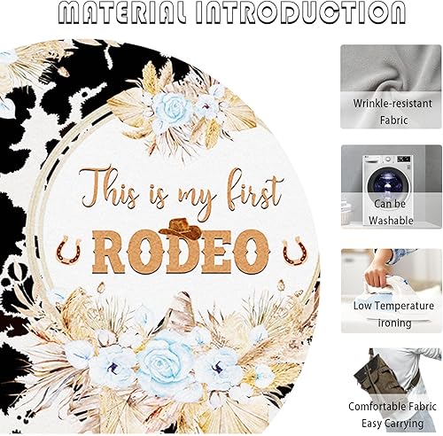 Miniatura 6 de Telón de fondo de primer cumpleaños de 7 x 5 pies para primer cumpleaños de vaquero occidental Wild One Bday, estampado de vaca sagrada, color azul,