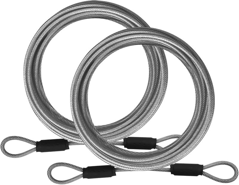 Candado de equipaje con cable de seguridad de acero inoxidable de 1/8", doble bucle, paquete de 2 | Cuerda de alambre flexible a prueba de herrumbre, 4/6/10/15 pies, antirrobo, resistente a la intemperie, duradero, para puerta de equipaje para bicicletas