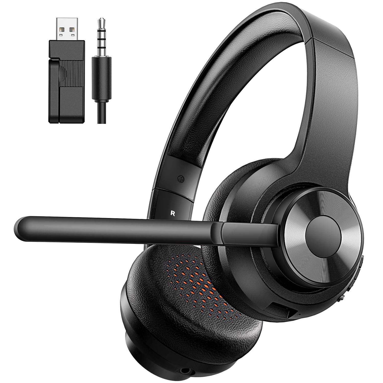 Photo 1 of WiseWing Wireless Headset with Mic for Work, Bluetooth 5.4 Office Headset with AI Noise Cancelling, USB A/C Dongle & Mic Mute for Computer Laptop PC, Lightweight Design for Call Center