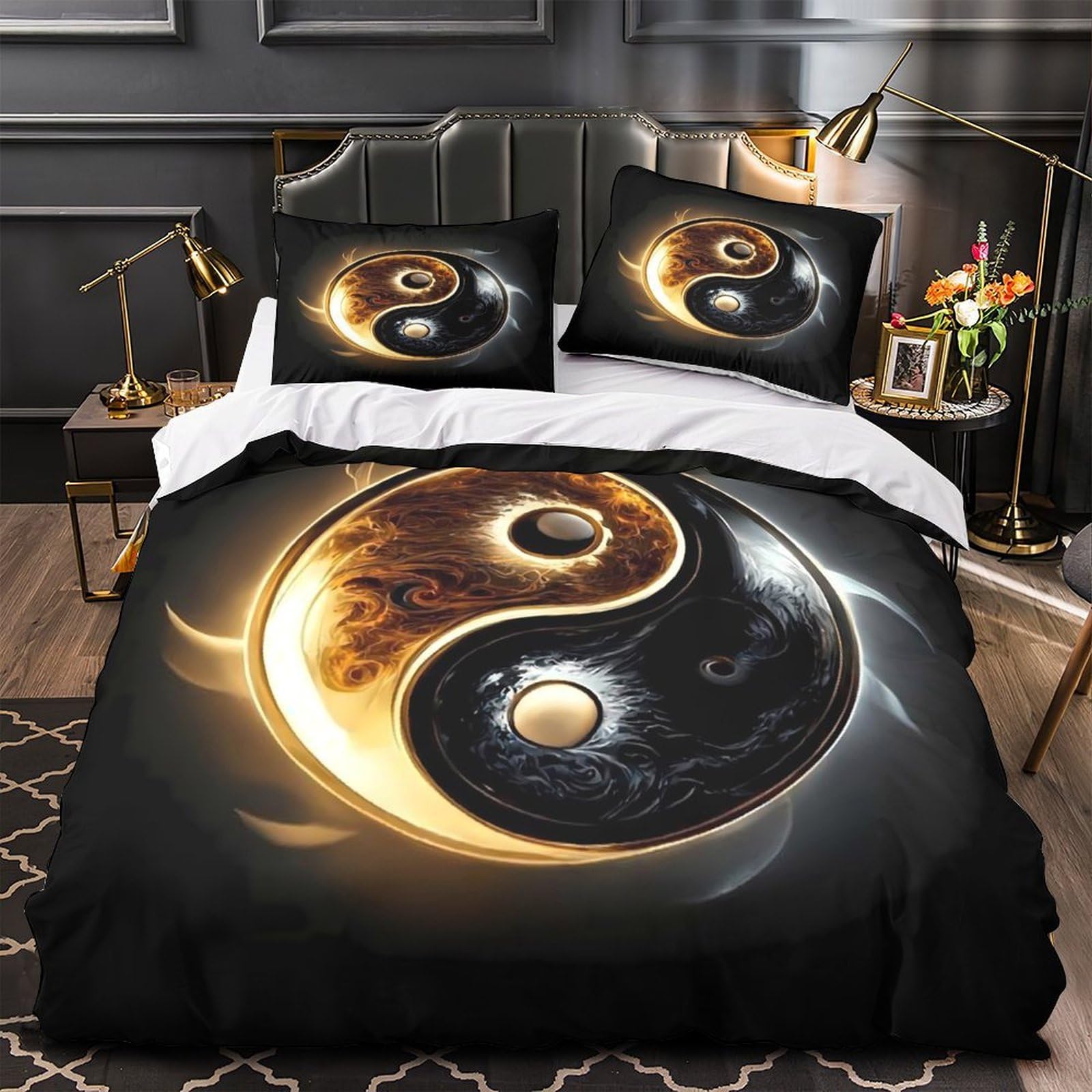 Housse de couette Yin-Yang 135x200 parure de lit microfibre garçon