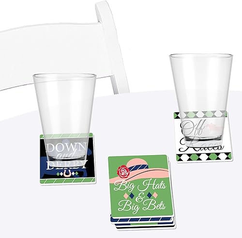 Miniatura 3 de Big Dot of Happiness Kentucky Horse Derby - Divertidas decoraciones de fiesta de carreras de caballos - Posavasos para bebidas - Juego de 6