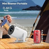 Mini proiector portabil XGODY 12000 lumeni alb cu gimbal, Android 11, nativ 720p, WiFi 6, Bluetooth, 4K, 1080p, home cinema, corecție trapezoidală automată 3