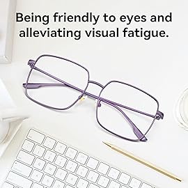 Dollger Blue Light Blocking Glasses women Oversized Fashion Bluelight Glasses matal square Eyeglasses Frame Purple