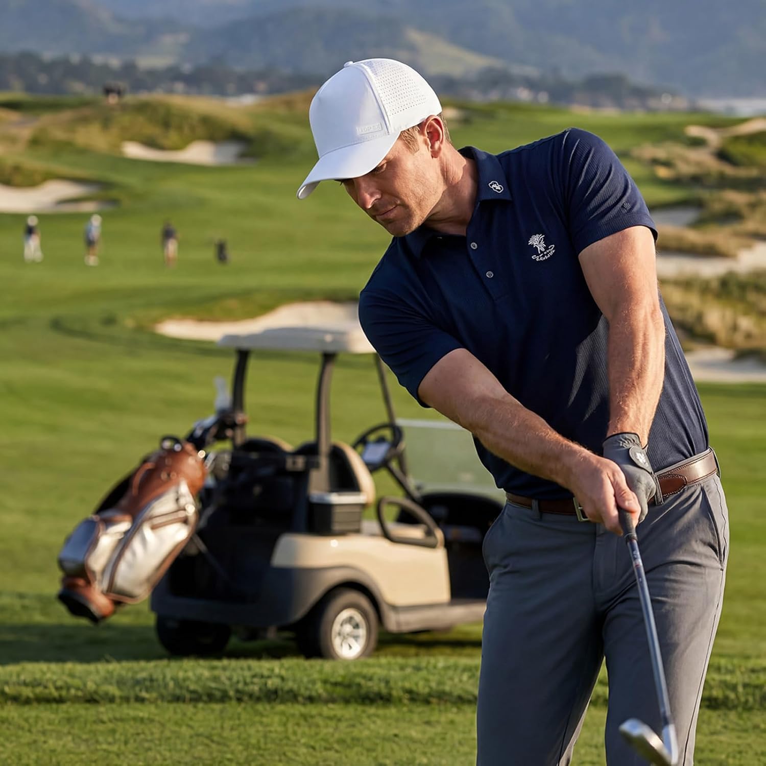 TOP-EX Performance Baseball Hat for Men Water Resistant Golf Cap Running Cooling Snapback Laser Perforated