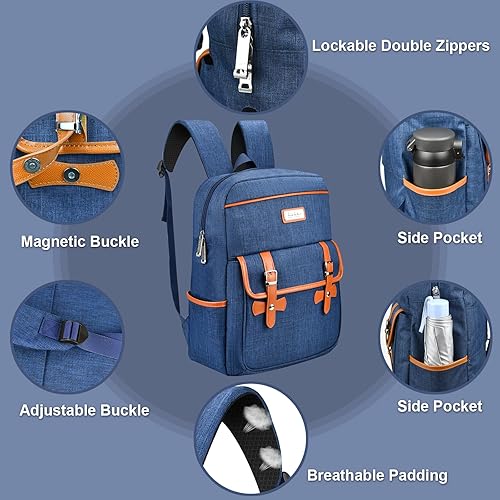 Miniatura 3 de Nicole Miller Mochila de viaje para laptop, mochila antirrobo vintage con puerto de carga USB, bolsa de computadora resistente al agua, marino,