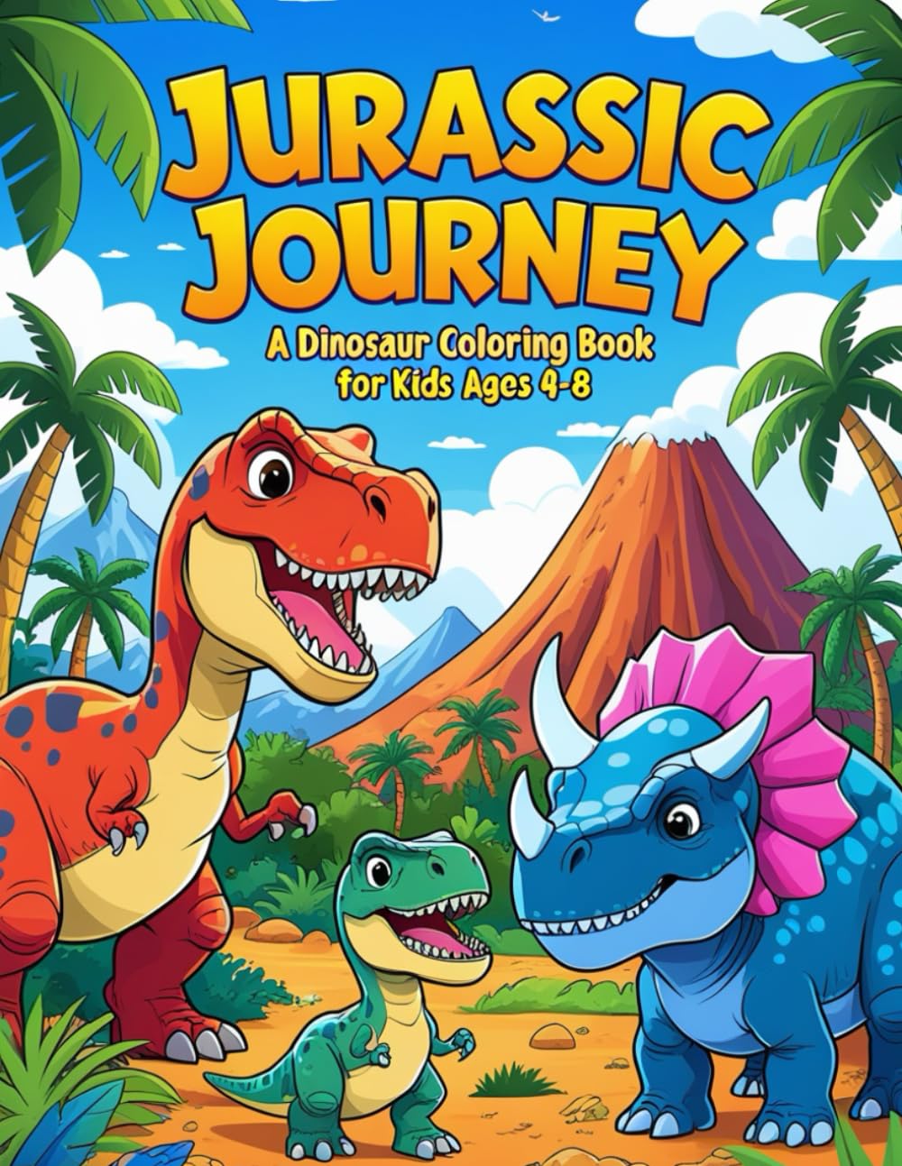 Jurassic Journey: A Dinosaur Coloring Book for Kids Ages 4-8