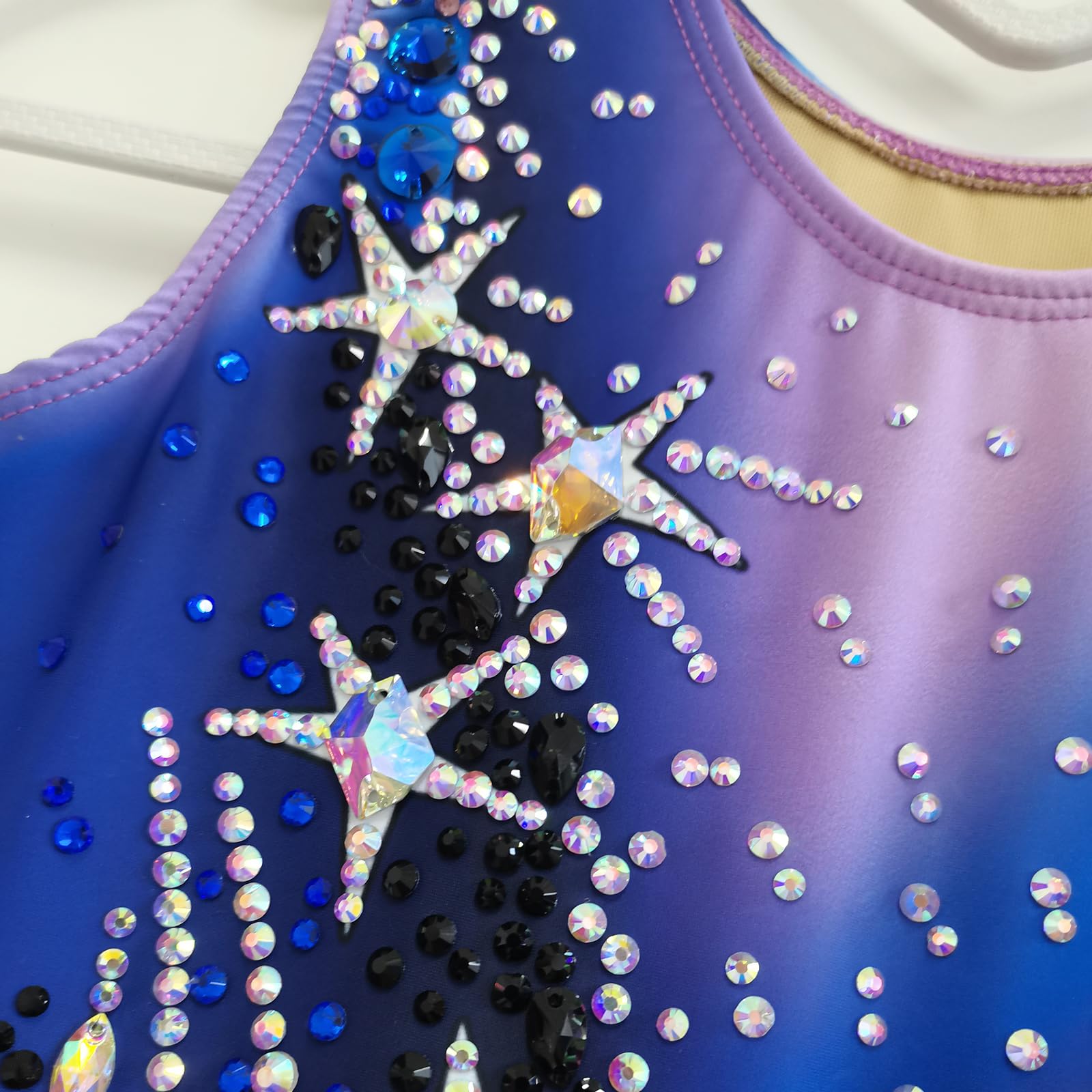 LIUHUO Maillot de gimnasia rítmica sin mangas azul para niñas, nueva regla de competición