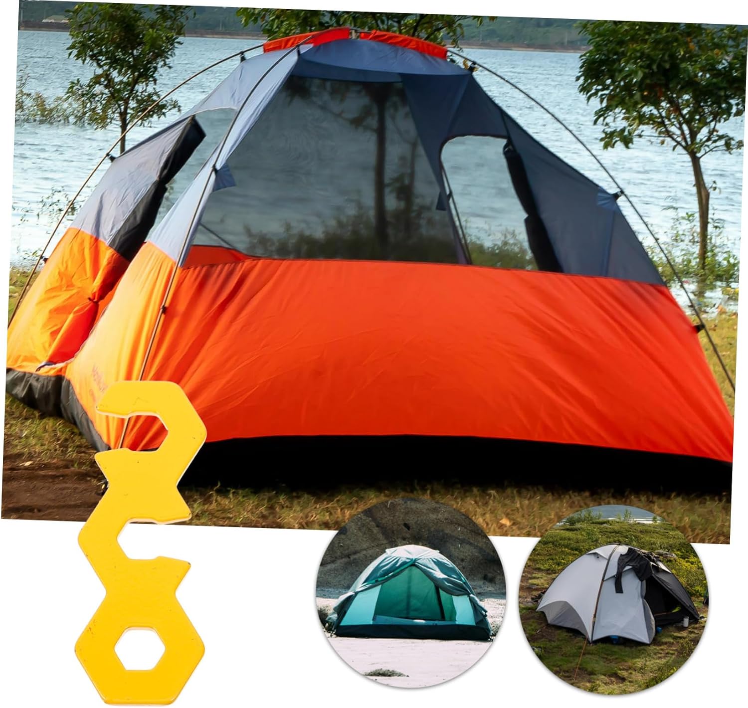 YARNOW 10pcs Stainless Steel Tent Rope Hooks for Camping Hiking and Outdoor Activities Fasteners for Canopy and Tarp Setup