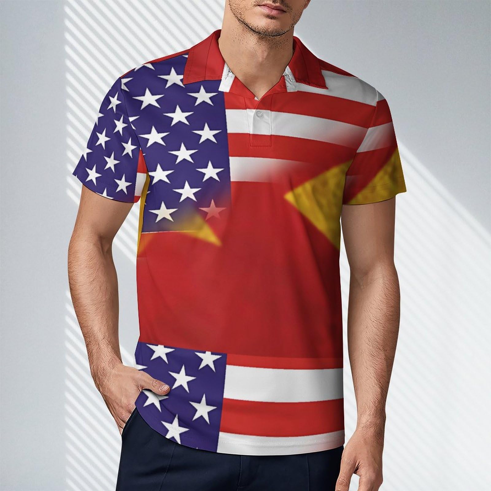 US Tigray Combined Flag Novelty Men's Short Sleeve Shirts Funny Golf Tennis Work T-Shirt Sport Tee S