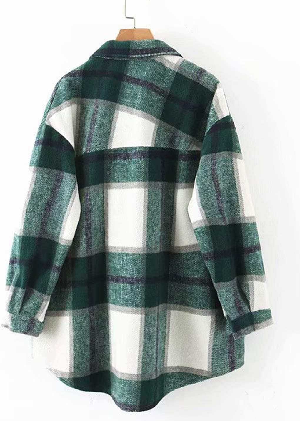 Tanming Womens Flannel Plaid Shacket Wool Blend Button Down Shirt Fall Fashion Jacket - Image 3