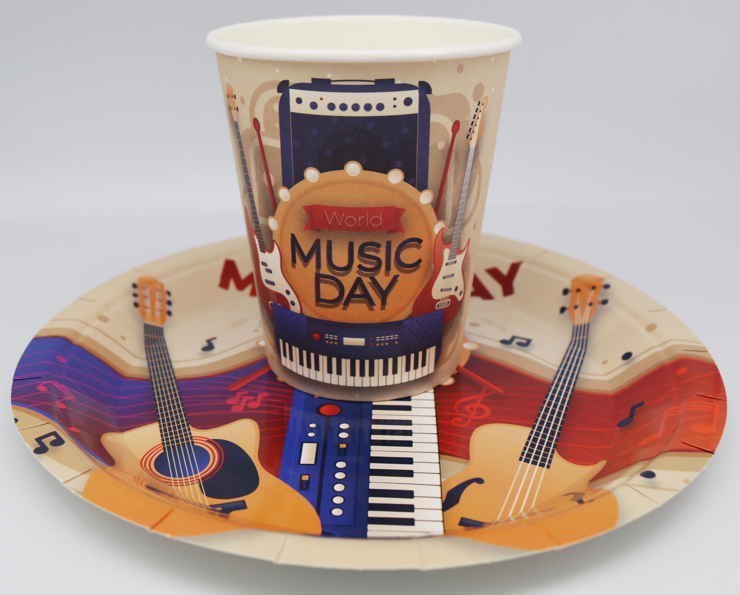 Piano Music Day Theme - Servizio da tavola per feste di compleanno dei bambini, 61 pezzi, compresi piatti di carta, bicchieri, tovaglioli e tovaglie, adatto per 20 persone
