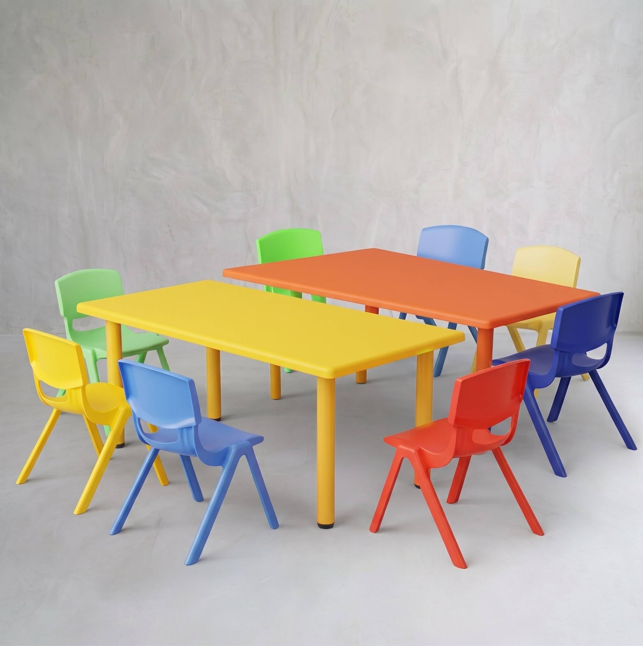 eHomeKart Rectangle Kids Table Set of 2 with 10 Chairs – Two Plastic Study Table for Home or School (48" L x 24" B) – Indoor & Outdoor Use – Color May Vary – 10 Chairs-picture-26